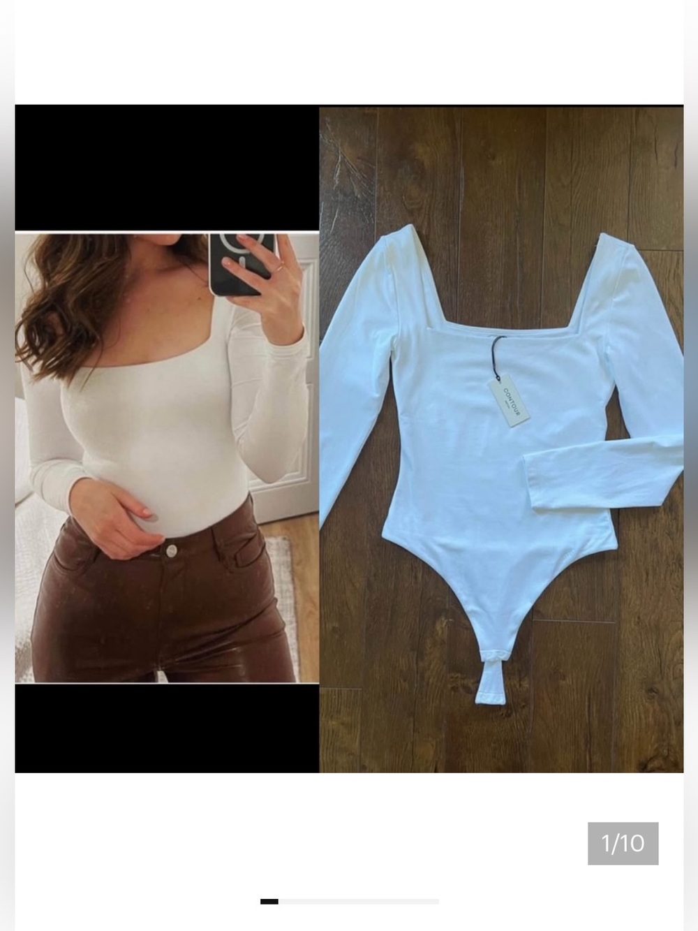 NWT Aritzia Babaton Contour White Square Neck Thong Bodysuit. Medium